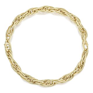 Pair of Fancy Link Gold Bracelets/Necklace