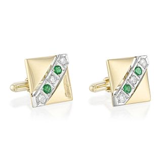 Diamond &amp; Emerald Cufflinks