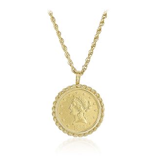 Gold Coin Pendant with Gold Chain