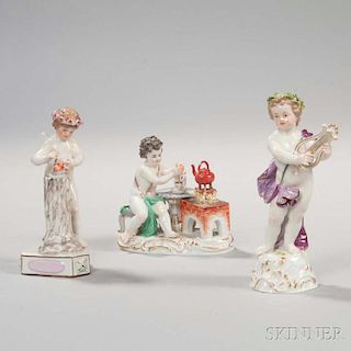 Three Meissen Porcelain Figures of Cherubs