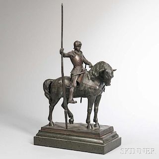 Ferd Frick (act. Germany, 1878-1939)       Bronze Figure of a Knight on Horseback