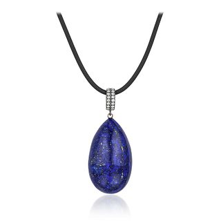 Lapis Lazuli and Diamond Pendant Necklace
