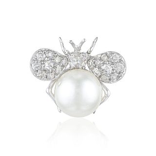 Pearl and Diamond Bee Pin
