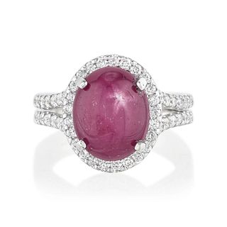 Star Ruby and Diamond Ring