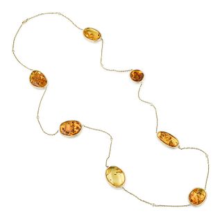 Amber Diamond Gold Necklace