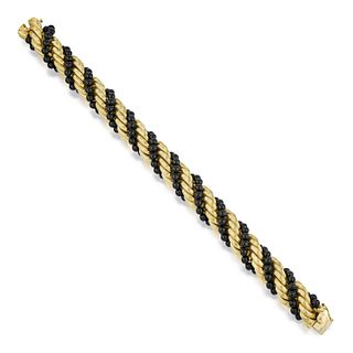 Gold and Onyx Twisted Rope Bracelet