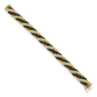 Gold and Onyx Twisted Rope Bracelet