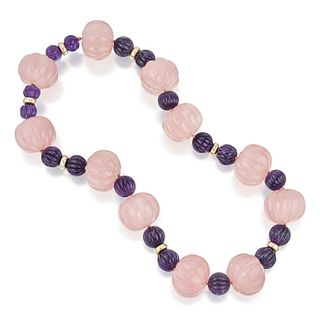 Rose Quartz and Amethyst beaded Necklace