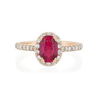 Unheated Ruby and Diamond Ring , GIA Certified