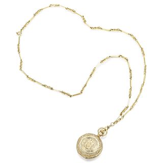 Antique Elgin Gold Pocket Watch in 14K Gold with 18K Gold Chain