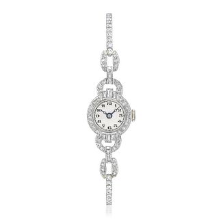 S. Kocher Art Deco Watch in Platinum with Diamonds