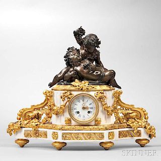 Marble and Bronze Mantel Clock