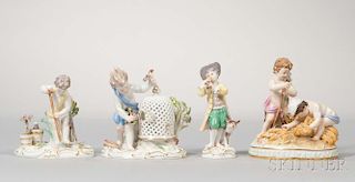 Four Meissen Porcelain Figural Groups