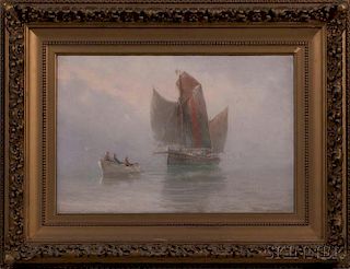 Theodore Victor Carl Valenkamph (1868-1924)      Towing a Vessel in Mist