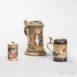 Three Royal Vienna Porcelain Steins