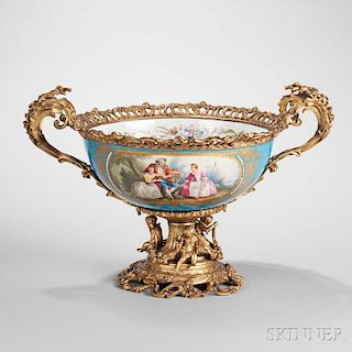 Sevres-style Porcelain and Gilt-bronze Center Bowl