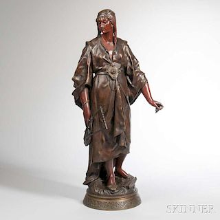 After Emile Louis Picault (French, 1833-1915)       Bronze Figure of a Young Woman with a Lyre