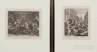 William Hogarth (British, 1697-1764)      Two Framed Prints:  Second Stage of Cruelty