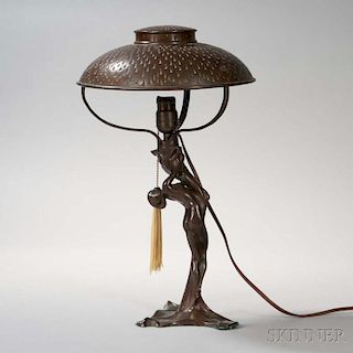 Bronze Art Nouveau Figural Lamp