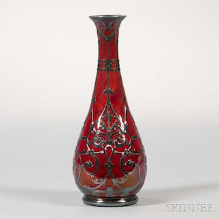 Silver Overlay Art Nouveau Vase