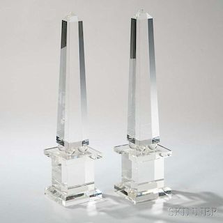Pair of Glass Obelisks