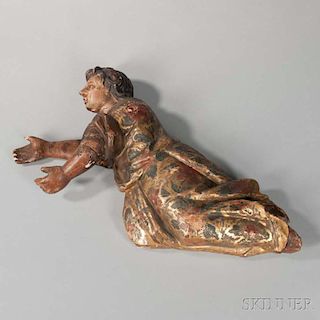 Painted Giltwood Figural Wall Carving