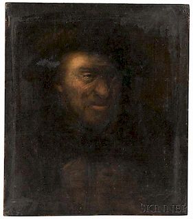 Dutch School, 17th Century Style      Bust of a Man in the Style of Rembrandt