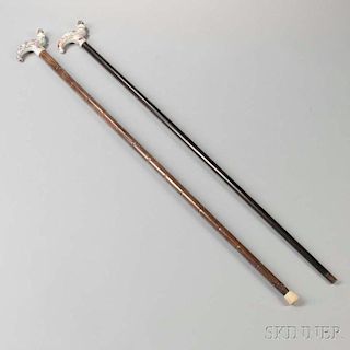 Two Porcelain-mounted Canes