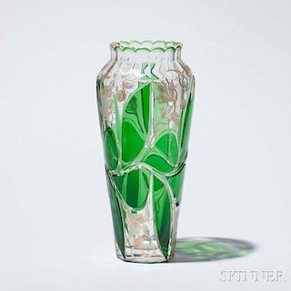 Green Overlay Glass Vase
