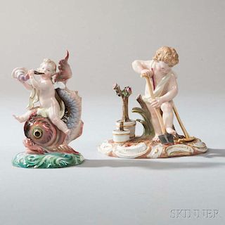 Two Meissen Porcelain Figures of Putti