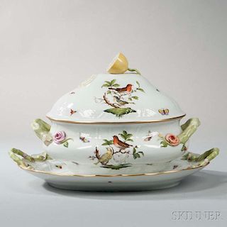 Herend Porcelain "Rothschild Bird" Pattern Soup Tureen and Underdish