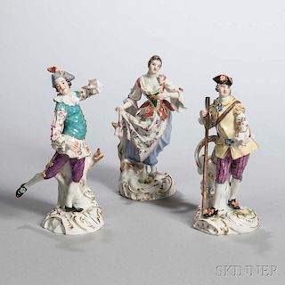 Three Meissen Porcelain Allegorical Figures