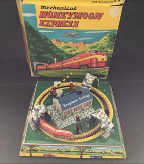 Louis Marx & Co "Honeymoon Express", Linemar Wind Up Mechanical Tin Train 1930