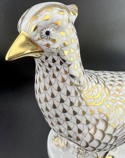 Signed Herend Large 24k Gold Fishnet Artist Show 12.5â€ PHEASANT Bird Figurine ARTIST SHOW EDITION