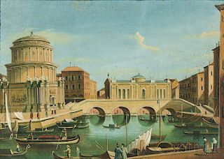 Venetian School, 18th Century      Venetian Capriccio - Bridge with Four Arches