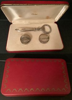 Cartier Sterling Perrier Rare  Bottle Opener and Corks Perrier with box