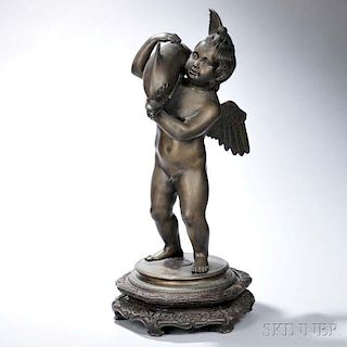 After Ferdinando De Luca (act. Italy, 19th/20th Century)       Bronze of a Winged Putto with Dolphin,