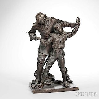 After Adrien Etienne Gaudez (act. France, 1845-1902)       Bronze Figure of a Sword Lesson