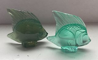 Lalique SIGNED Crystal GREEN shades of Fish Made in France