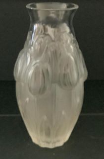Lalique Signed Tulip Vase Made in France