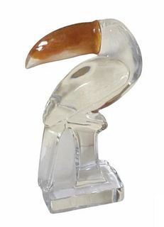 Daum Signed France Crystal Toucan
