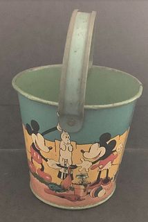 Walt Disney Ohio Art Studio Disney Litho Tin Mickey Mouse and Pluto sand pail 