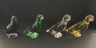 BACCARAT SIGNED PARROT FIGURINES SETO OF 4
