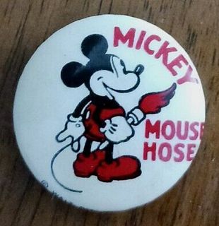Walt Disney Signed Mickey Mouse celluloid pin back button vintage antique 1930s