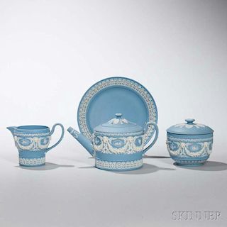 Wedgwood Solid Blue Jasper Four-piece Tea Set