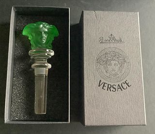 VERSACE Rosenthal "Medusa" Green  Crystal Designer Wine Bottle Stopper With Box
