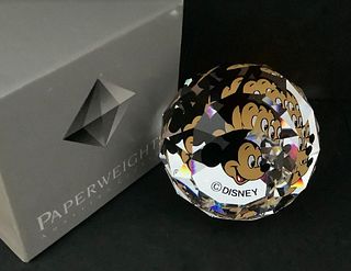 Swarovski Mickey Mouse Austrian Crystal Etched Paperweight