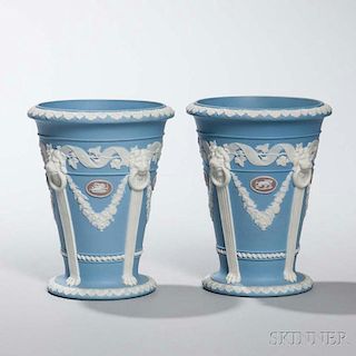 Pair of Wedgwood Tricolor Jasper Vases