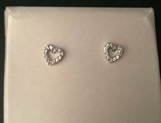 Sterling Silver Heart Stud Earring with diamond Accent
