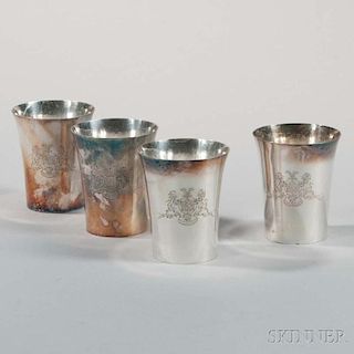 Four George III Sterling Silver Beakers